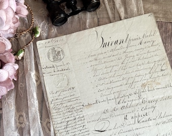 1833 Antique French Legal Handwritten Document - Vintage Ephemera