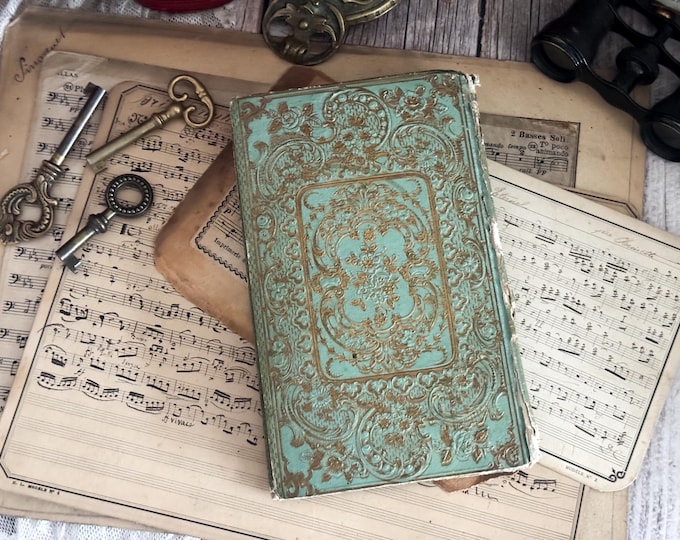 Antique French Romantic Gilded Book - 19th Century - Shabby Chic - Bookshelf Decor