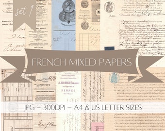 Antique French Paper Ephemera - Digital Download - Printable - Junk Journal - Collage - #1