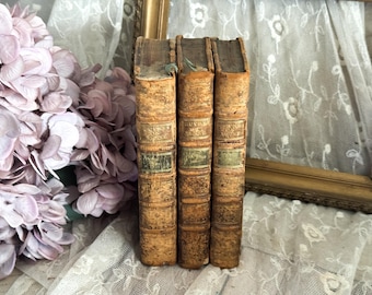 Set of 3 Antique French Leather Bound Books - Racine - 18th Century