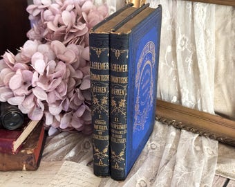 Set of 2 Antique Dutch Books - Bookshelf Decor Display