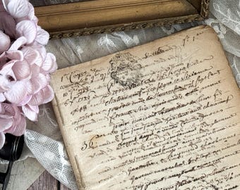 1776 - Antique French Thick Legal Handwritten Document - Vintage Ephemera - 18th Century