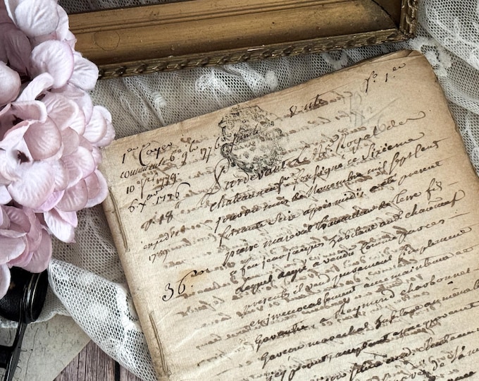1776 - Antique French Thick Legal Handwritten Document - Vintage Ephemera - 18th Century