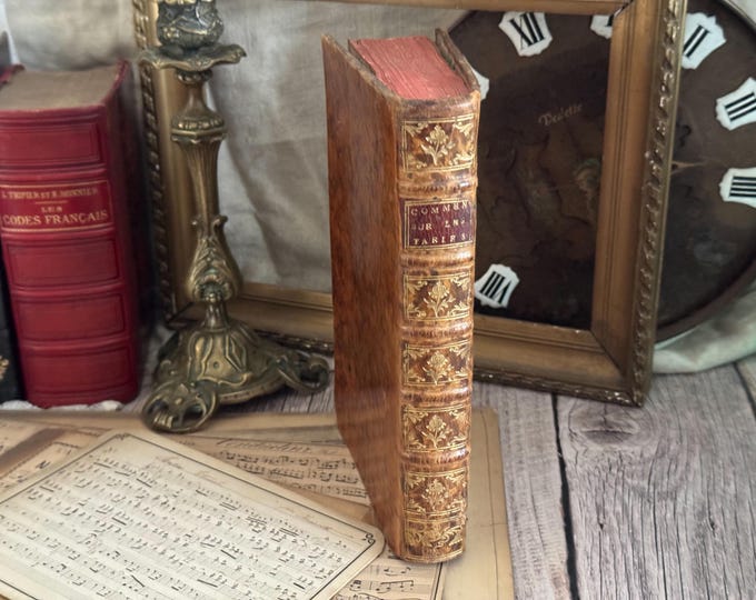 1757 Antique Leather Bound Book - 18th Century - Bookshelf Decor