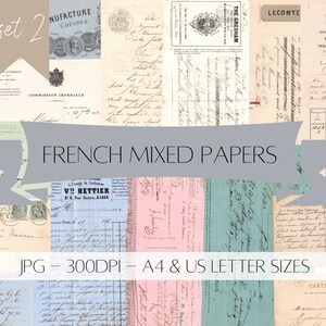 Antique French Paper Ephemera - Digital Download - Printable - Junk Journal - Collage - #2