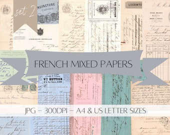 Antique French Paper Ephemera - Digital Download - Printable - Junk Journal - Collage - #2