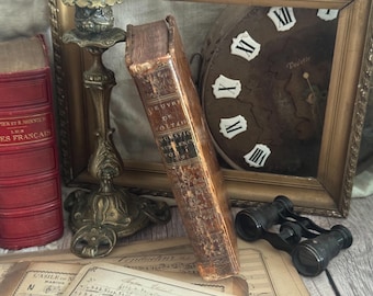 1774 Antique French Leather Bound Book - 18th Century - Bookshelf Decor