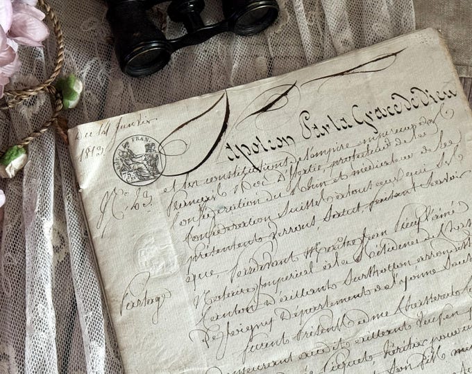 1813 Antique French Legal Handwritten Document - Vintage Ephemera