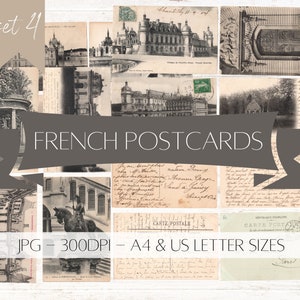 French Postcards - Antique Paper Ephemera - Digital Download - Printable - Junk Journal - Collage - #4
