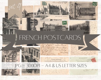 French Postcards - Antique Paper Ephemera - Digital Download - Printable - Junk Journal - Collage - #4
