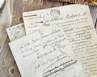1784 - Antique French Legal Handwritten Document - Parchment - Vintage Ephemera - 18th Century