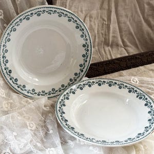 Pair of Vintage French Ironstone Soup Plates - 20th Century - Moulin des Loups - Georgette