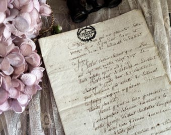 1791 Antique French Legal Handwritten Document - Vintage Ephemera