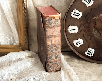 1656 Antique French Leather Bound Book - 17th Century - Bookshelf Decor