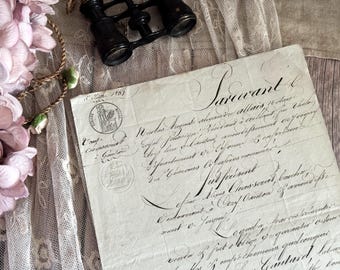 1831 Antique French Legal Handwritten Document - Vintage Ephemera