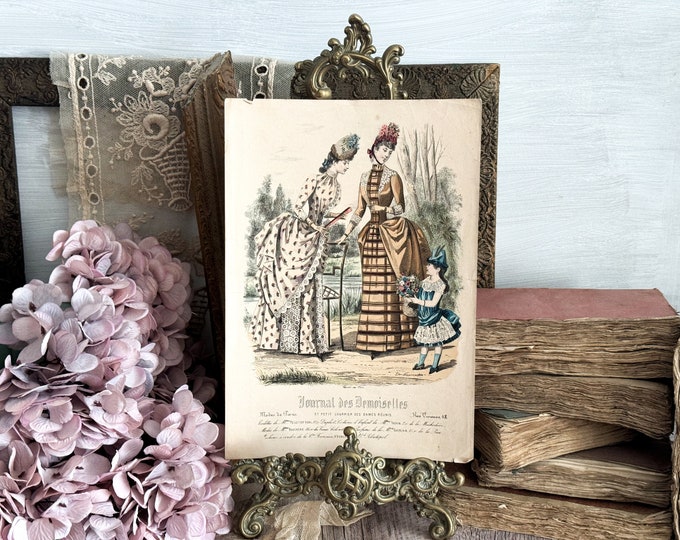 Antique French Fashion Print - Journal des Demoiselles - 19th Century