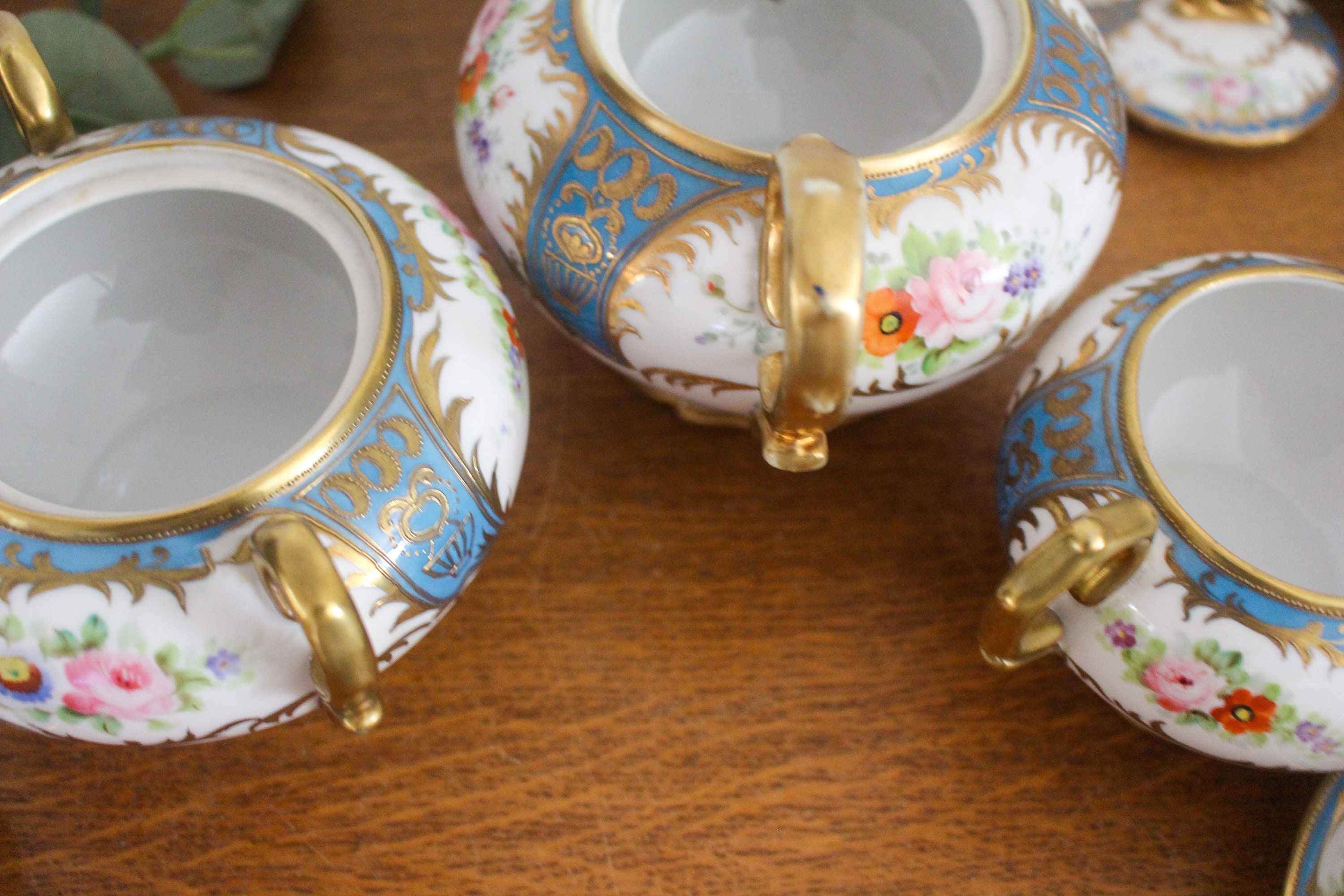 Antique Noritake Tea Set for One – Floral Gilded Bone China, 1908