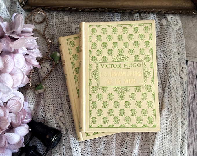 Vintage French Book Set – Victor Hugo, Decorative Cream Covers