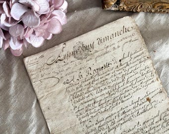 Antique French Legal Handwritten Paper Document - Vintage Ephemera - 18th Century - 1700s