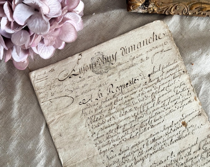 Antique French Legal Handwritten Paper Document - Vintage Ephemera - 18th Century - 1700s