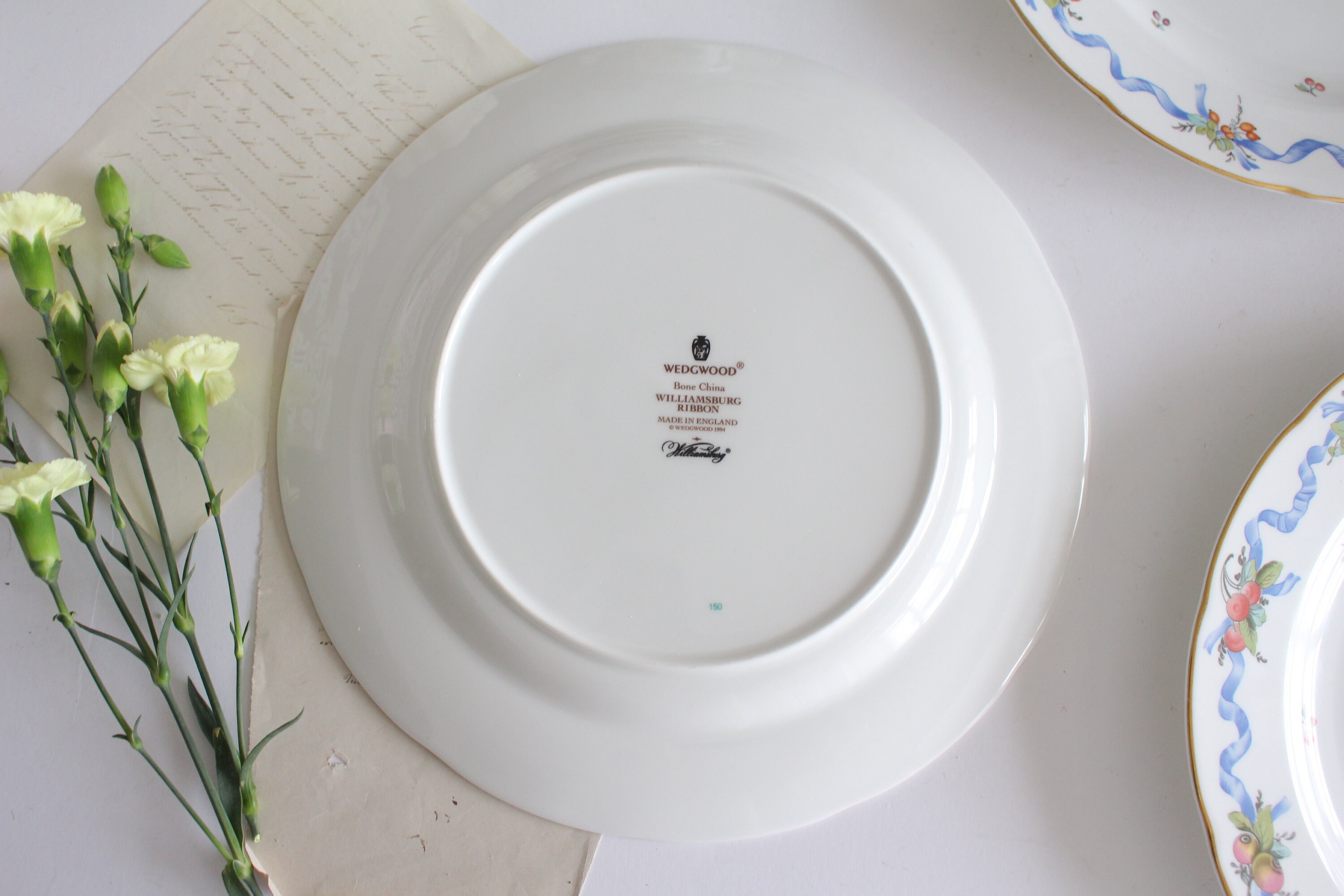 Set of 5 Vintage Wedgwood Dinner Plates Williamsburg Ribbon Etsy