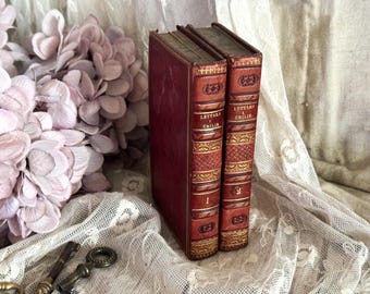 1810's Set of 2 Antique French Leather Bound Books - 19th Century - Mythology