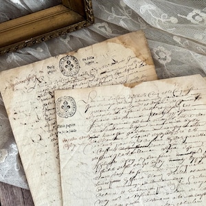 Set  of Antique Legal Handwritten Paper - Vintage Ephemera - 17th Century - 1600s