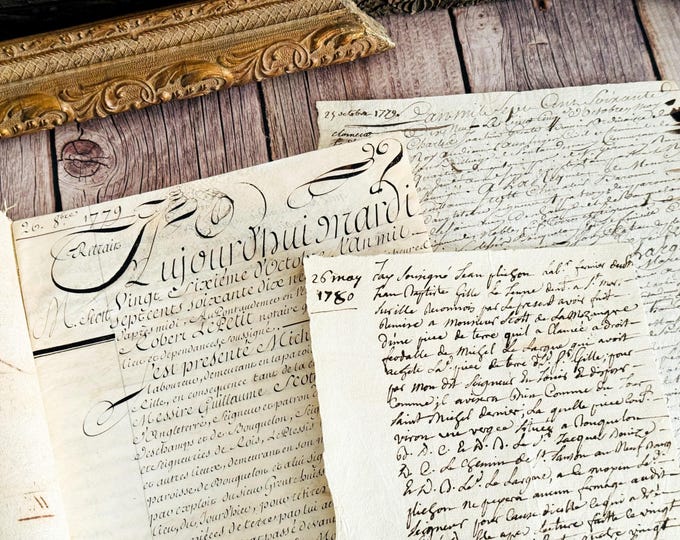 1779 - Antique French Legal Handwritten Document - Parchment - Vintage Ephemera - 18th Century