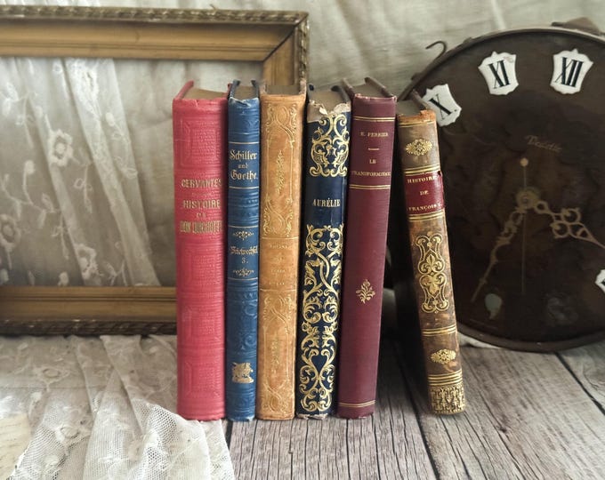 Set of 6 Vintage Books - Decorative Book Covers - Bookshelf Decor