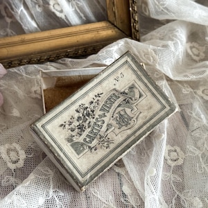 Vintage French Paper Card Box: Business Card Holder