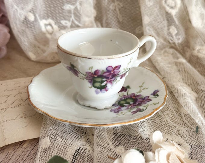 Antique French Porcelain Cup and Saucer