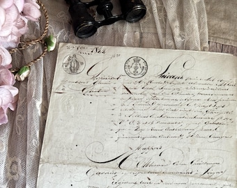 1822 Antique French Legal Handwritten Document - Vintage Ephemera