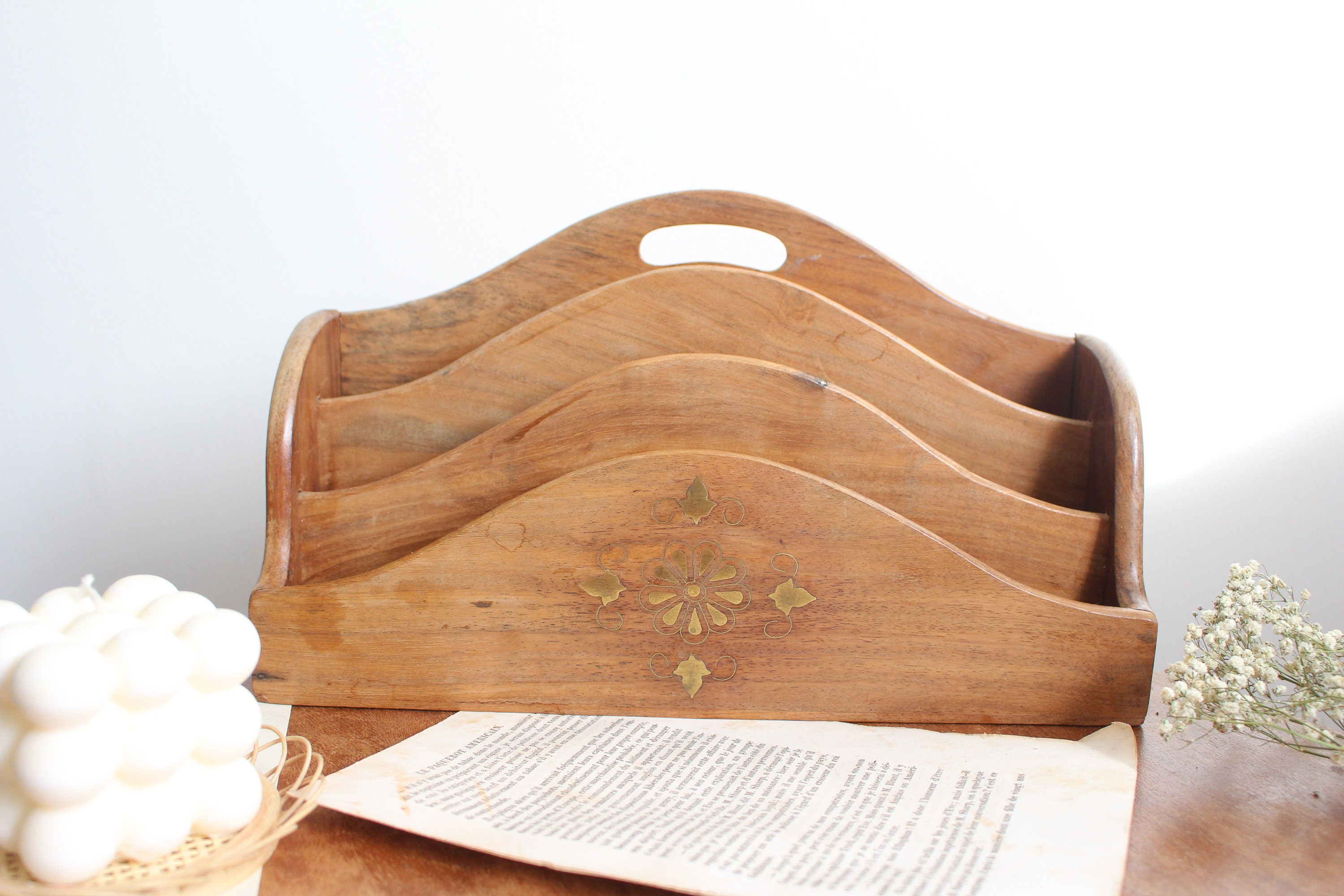 Porte-Lettres en Bois Vintage - Bureau Bien Rangé Porte-Courrier Décor de Bureau