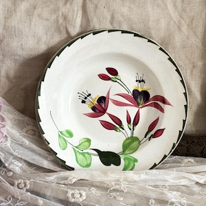 Vintage French Decorative Soup Plate - Hand Painted Floral Pattern - St Amand et Hamage