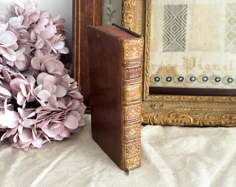 1775 Antique French Leather Bound Book - 18th Century - Bookshelf Decor