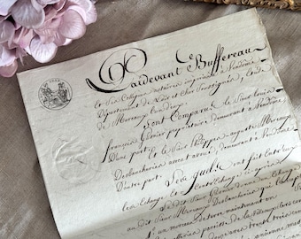 Antique French Legal Handwritten Paper Document - Vintage Ephemera - 19th Century - 1800s