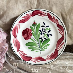 Vintage French Decorative Plate - Hand Painted Floral Pattern - Choisy-le-Roi