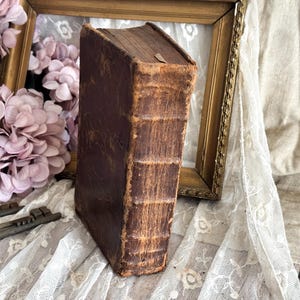 1777 Antique French Leather Bound Book - 18th Century - Bookshelf Decor