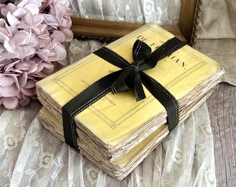Set of 2 Antique French Paperback Books with Ruffled Pages - 19th Century - Rag Paper