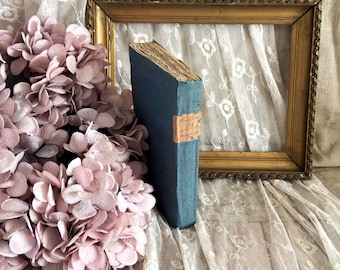 Antique French Blue Paperback Book with Ruffled Pages - Rag Paper