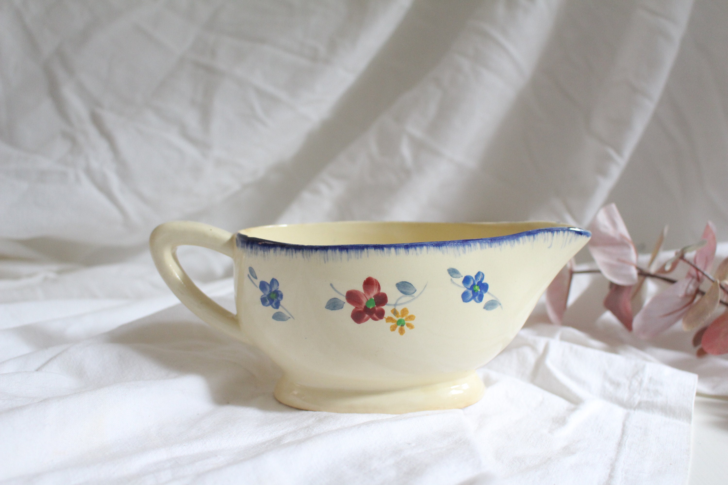 Vintage Français Ironstone Gravy Boat - Digoin Sarreguemines Mary Lou