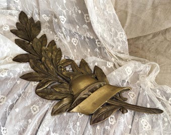 Vintage French Metal Ornate Ormolu Plaque - Wall Ornament - Wall Decor