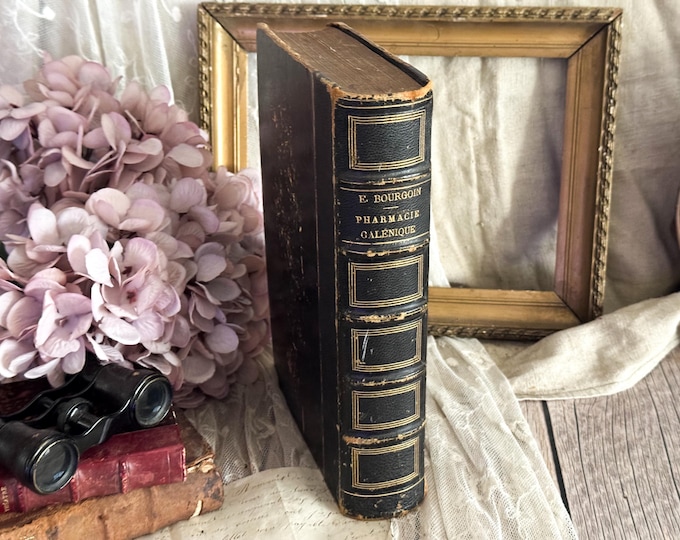Antique French Pharmaceutical Book - 19th Century - Bookshelf Decor - Pharmacie Galénique