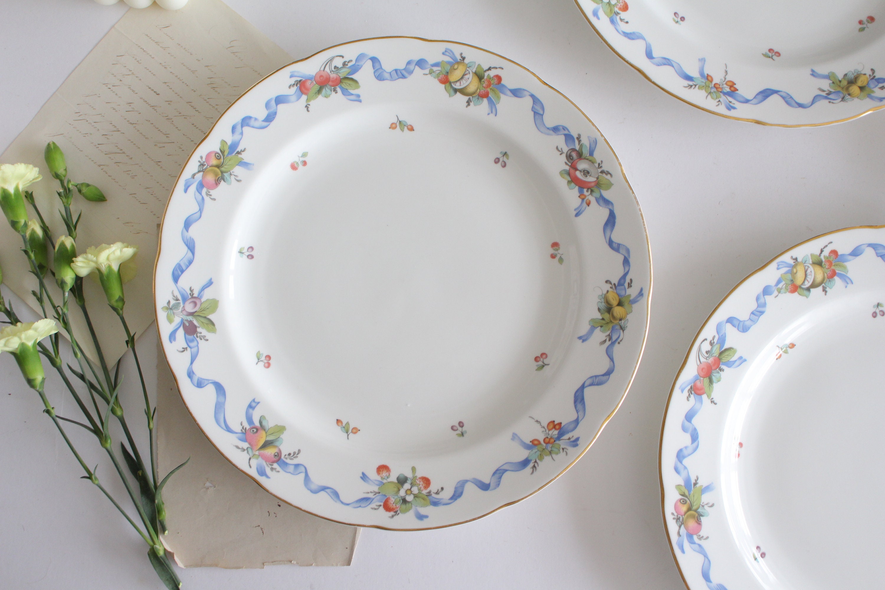 Set of 5 Vintage Wedgwood Dinner Plates Williamsburg Ribbon Etsy