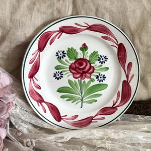 Vintage French Decorative Plate - Hand Painted Floral Pattern - Choisy-le-Roi