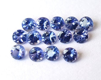 Faceted Round Tanzanite Gemstone: Fine Quality, 4mm, Bluish Violet