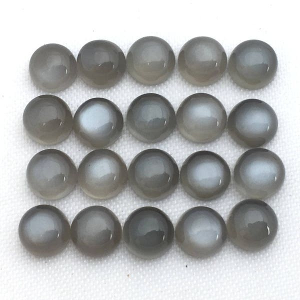 SALE Gray Moonstone 4MM, 5MM & 6MM Round Cabochons/ Gray Moonstone With Sheen on top/ Fine Quality Gems / Indian Moonstone. Price per Piece.