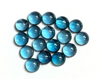 London Blue Topaz Round Cabochon 6MM, Fine smooth polished / Super Fine Quality, Price By Per Piece.