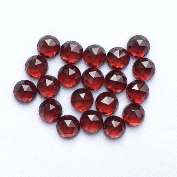 SALE Red Garnet 3MM, 4MM, 5MM Round Rose Cut Cabochons. Garnet Faceted Cabs. Rose Cut Round / January Birthstone. Price Per Piece.