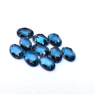 London Blue Topaz Cabochon: Oval Rose Cut Gemstone (6x4MM, 7x5MM, 8x6MM)